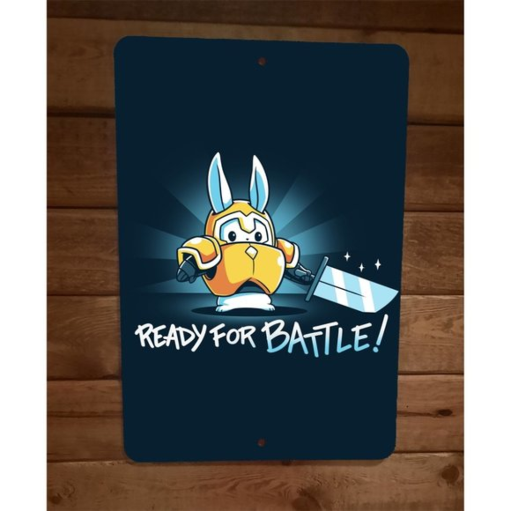 Ready For Battle Video Gamer Rabbit Huge Sword 8x12 Metal Wall Sign Poster